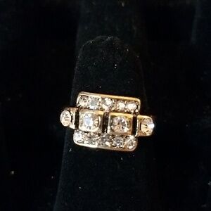Rhinestone Faux Diamond Cocktail Silver Ring Size 7